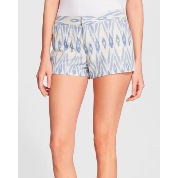 Joie Ikat Print Cotton Merci Shorts Blue White 10 - Picture 1 of 6